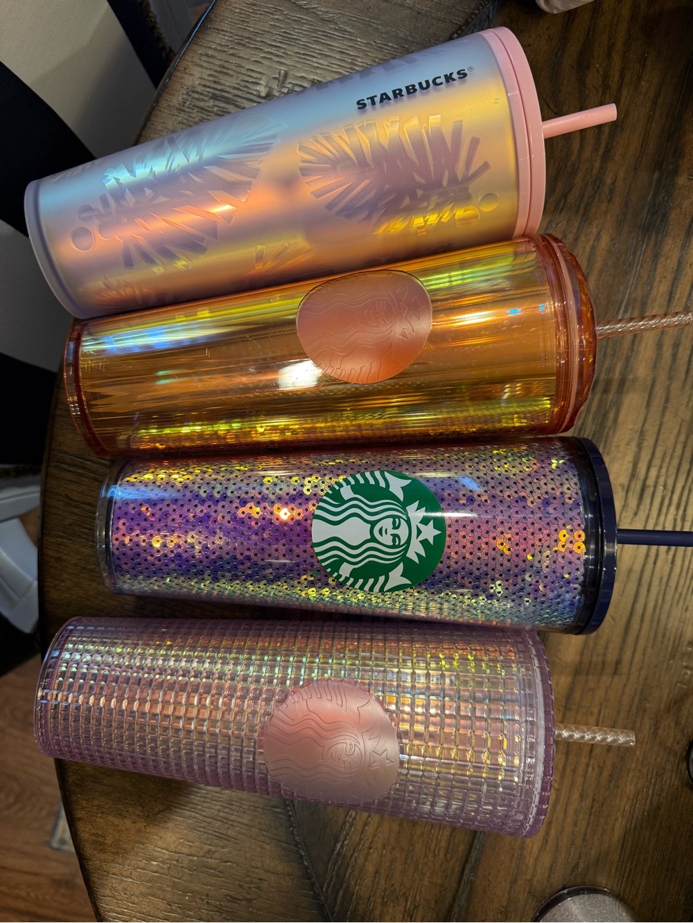 Starbucks Iridescent Pink, Orange, Purple & Gold Cold Tumbler Set